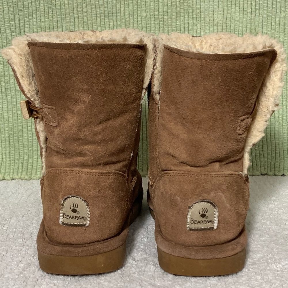 Bearpaw Abigail Suede/Sheepskin/Wool Lining Brown Youth Boots Size US 4 - Picture 4 of 10